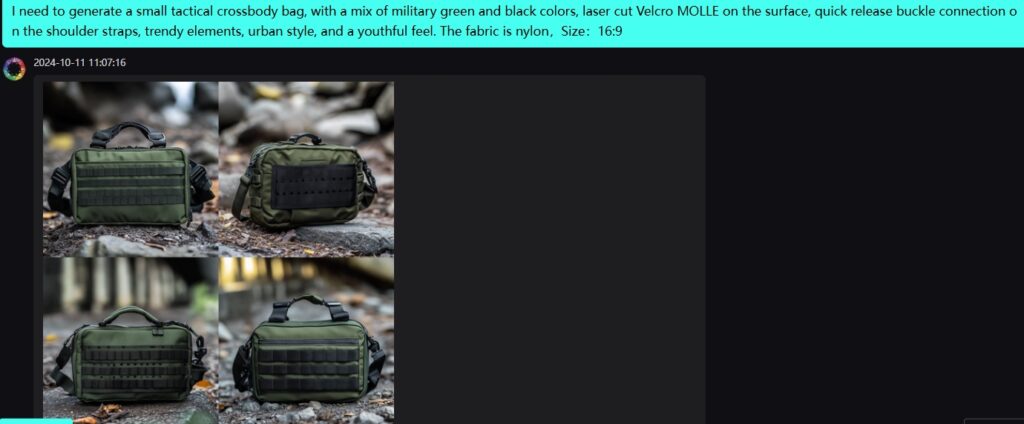 Use AI to design the tactical bag