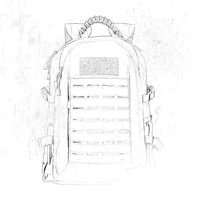 Tactical backpack sample line drawing